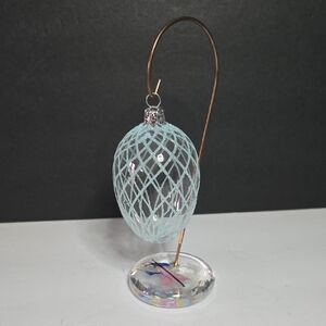 Glass Glitter Easter Egg Ornament with Stand